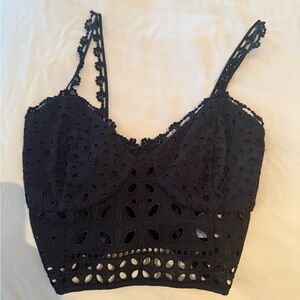 Charo Ruiz Black Lace Crop Top